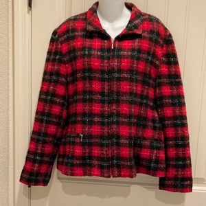 Seasons Sport Buffalo Plaid Women’s Sz 14 Jacket Sweater Full Zip Up Lightweight